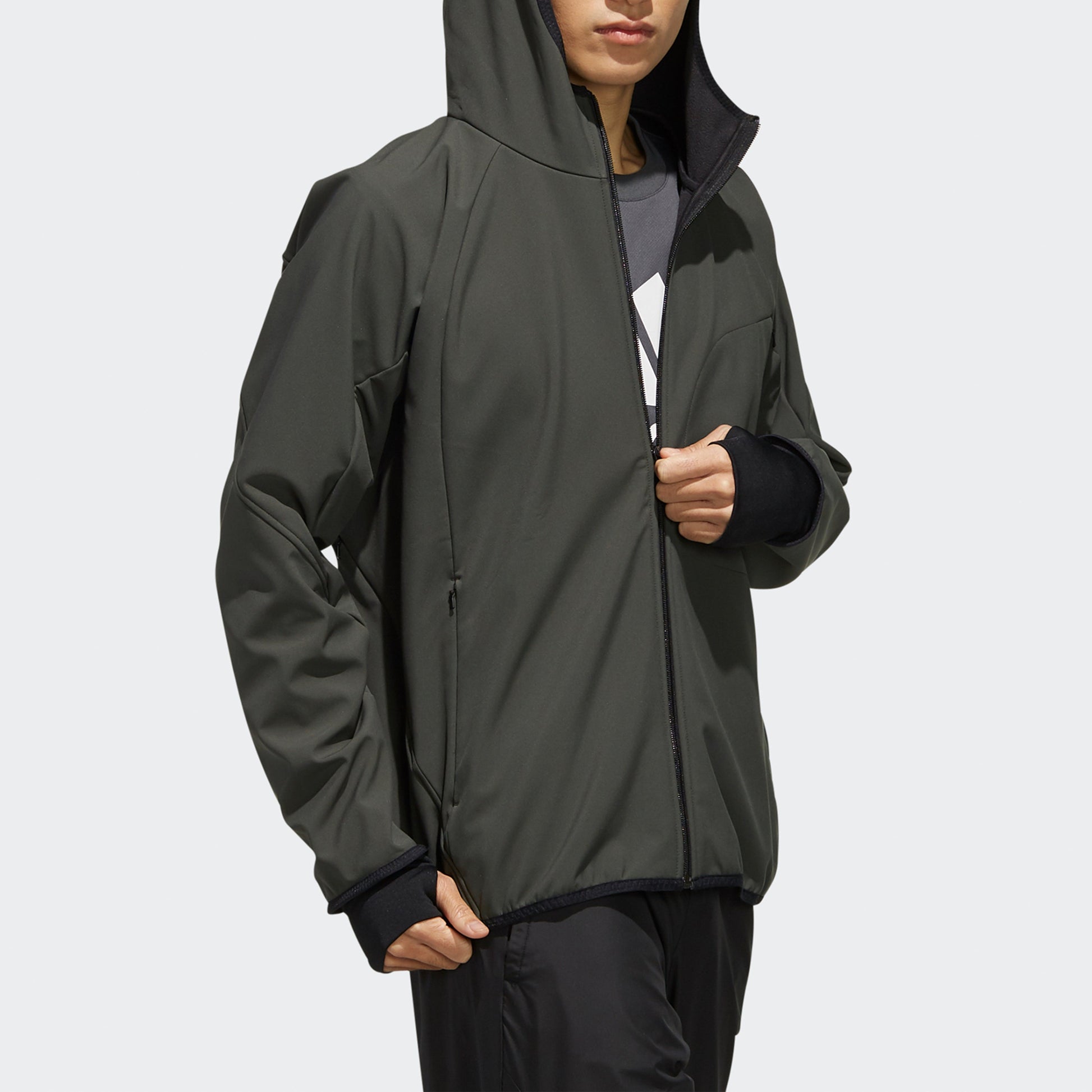 adidas Windproof Fleece Lined Stay Warm Hooded Jacket Brown ED3727
