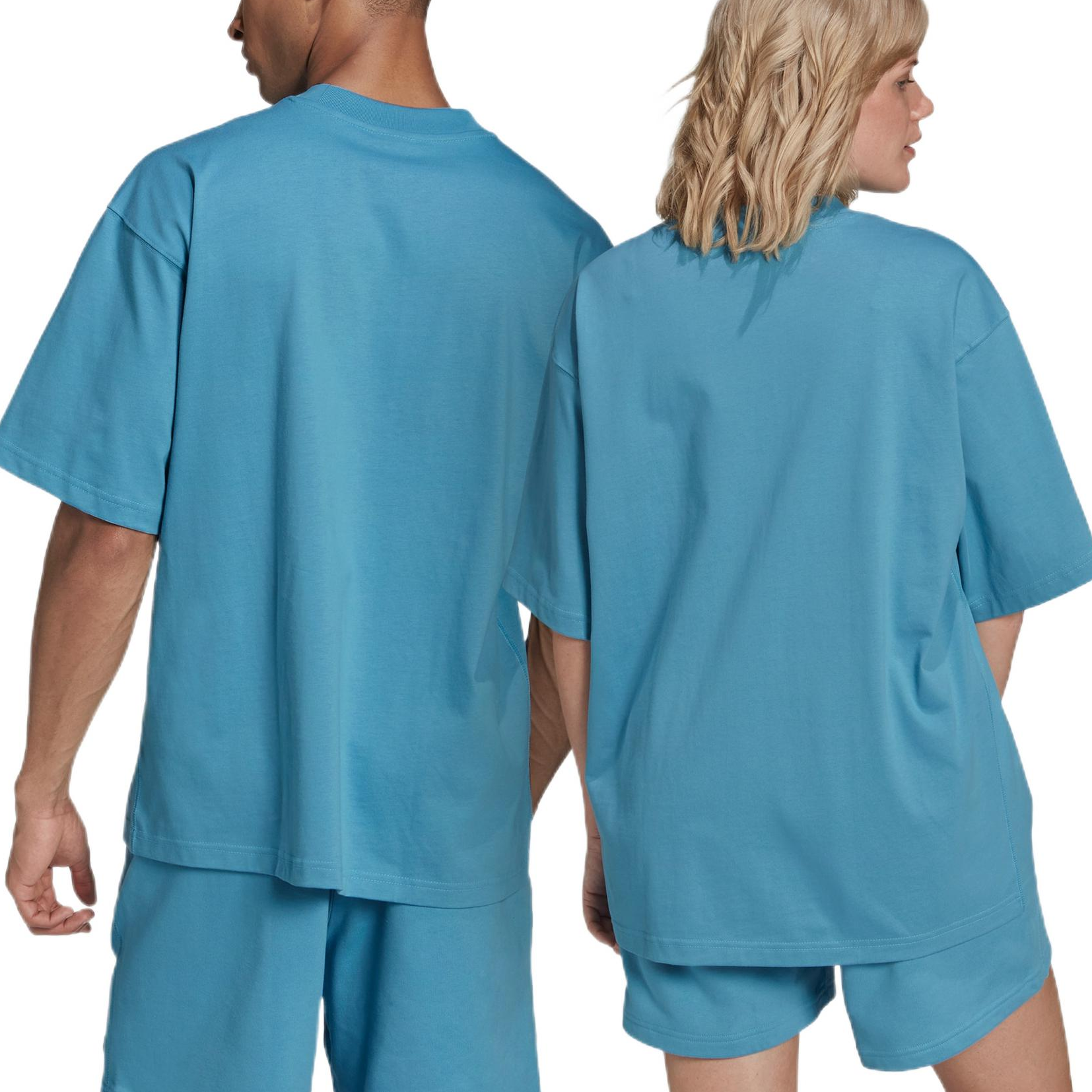 adidas originals Solid Color Athleisure Casual Sports Round Neck Short Sleeve Couple Style Light Blue HC8592