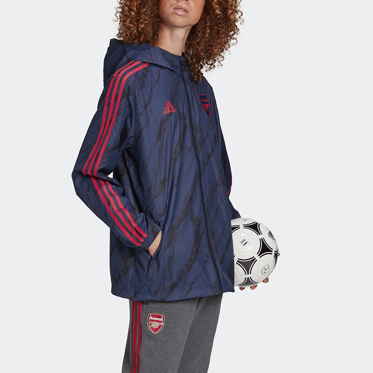 adidas Afc Windbreakr England Arsenal Casual Football Hooded Jacket For Men Indigo FQ6932