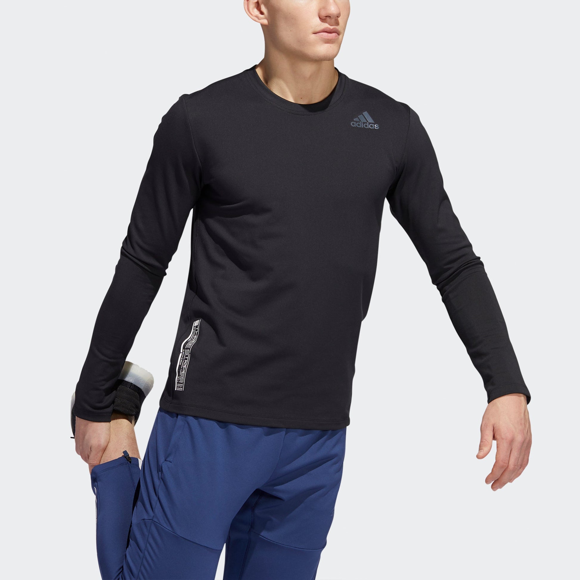 adidas Sha Gold Crew Sports Training Breathable Stripe Round Neck Pullover Black FS4257