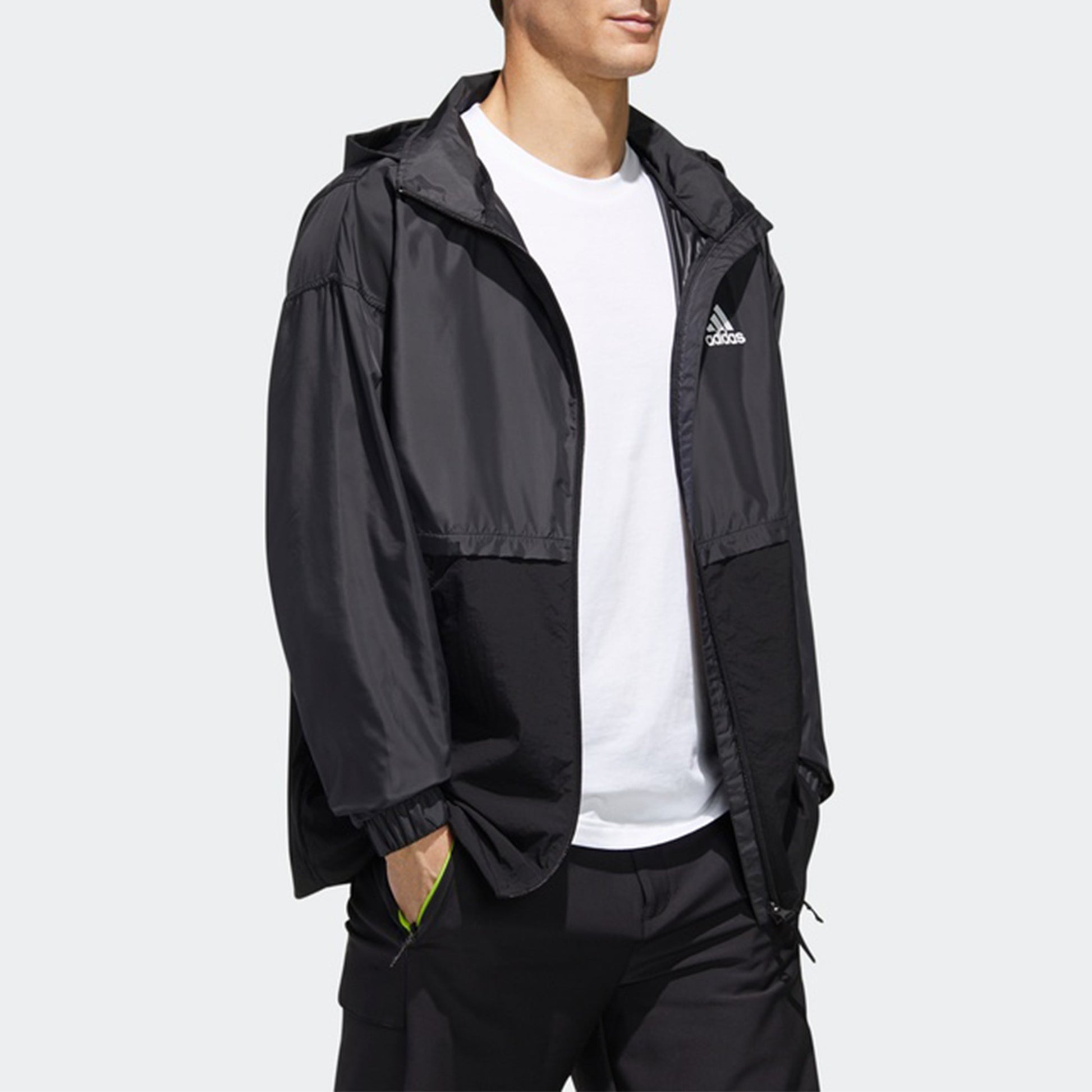 adidas Outdoor Splicing Causual Sports Jacket Male Black FM7516