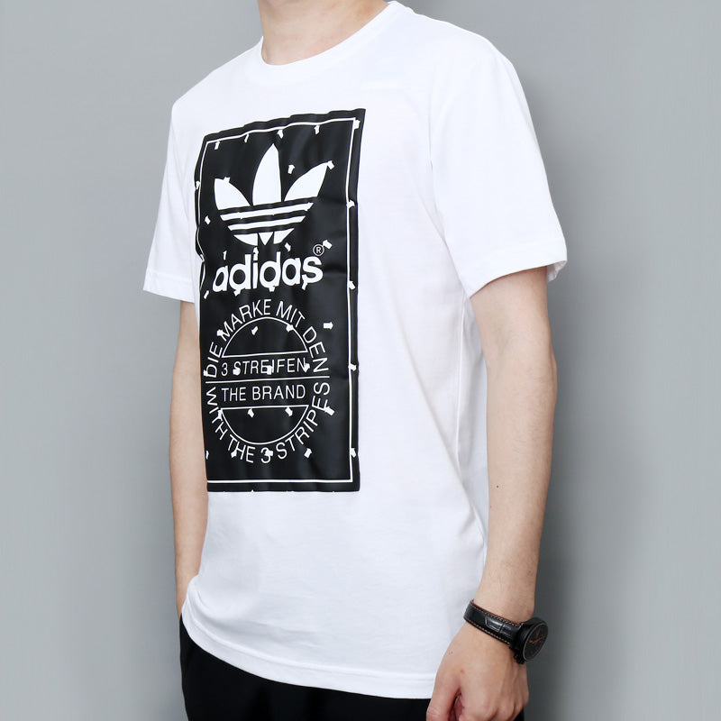 adidas originals Label Tee Logo Printing Sports Short Sleeve White CZ1763