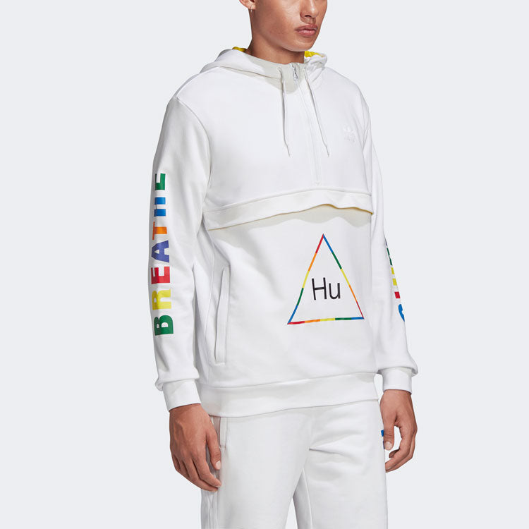 adidas originals x Crossover Printing Half Zipper hooded Casual Sports White FR9069