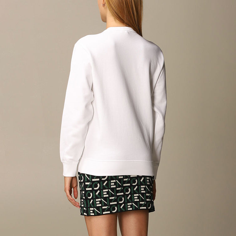 (WMNS) KENZO FW20 Tiger Head Embroidered Cotton Round Neck Long Sleeves Sports White Hoodie FA62SW8244XA-01