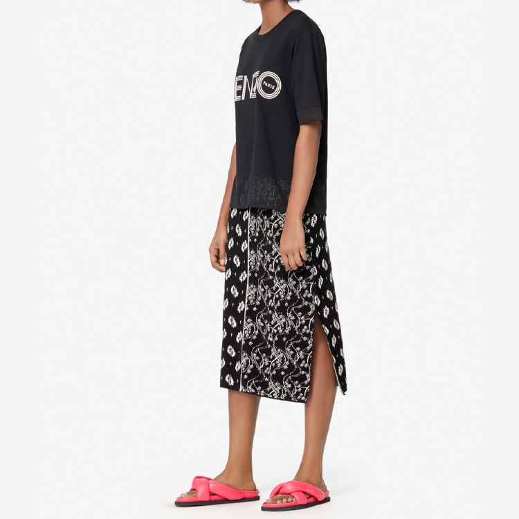 KENZO Alphabet Logo Printing Round Neck Short Sleeve Black FA5-2TS617-986-99