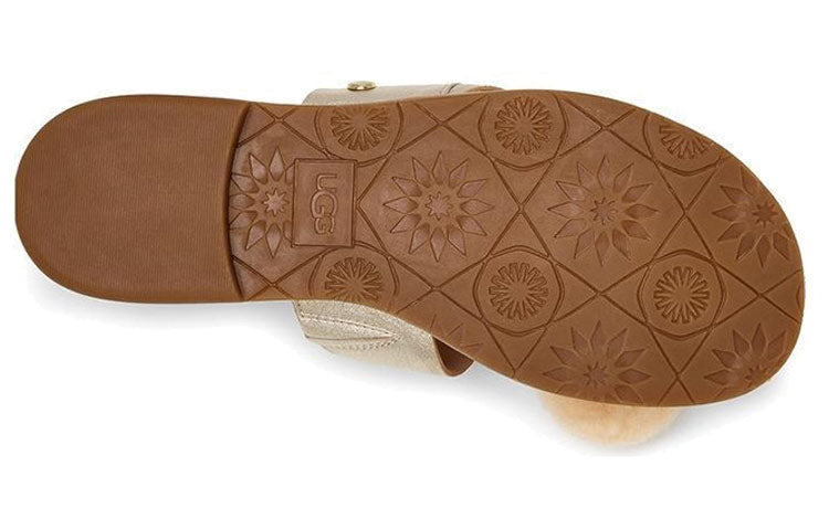 (WMNS) UGG Hadlee Metallic Gold Color Slippers 1101349-GOLD