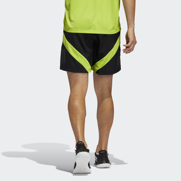 adidas Own The Run Sho Running Sports Shorts Black Green FL6956
