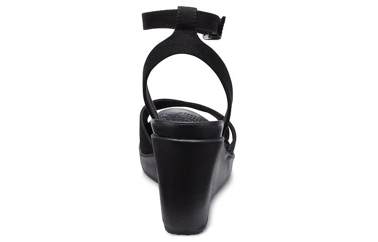 (WMNS) Crocs Leigh II Cross Strap Ankle Wedge Sandals 'Black' 204950-060