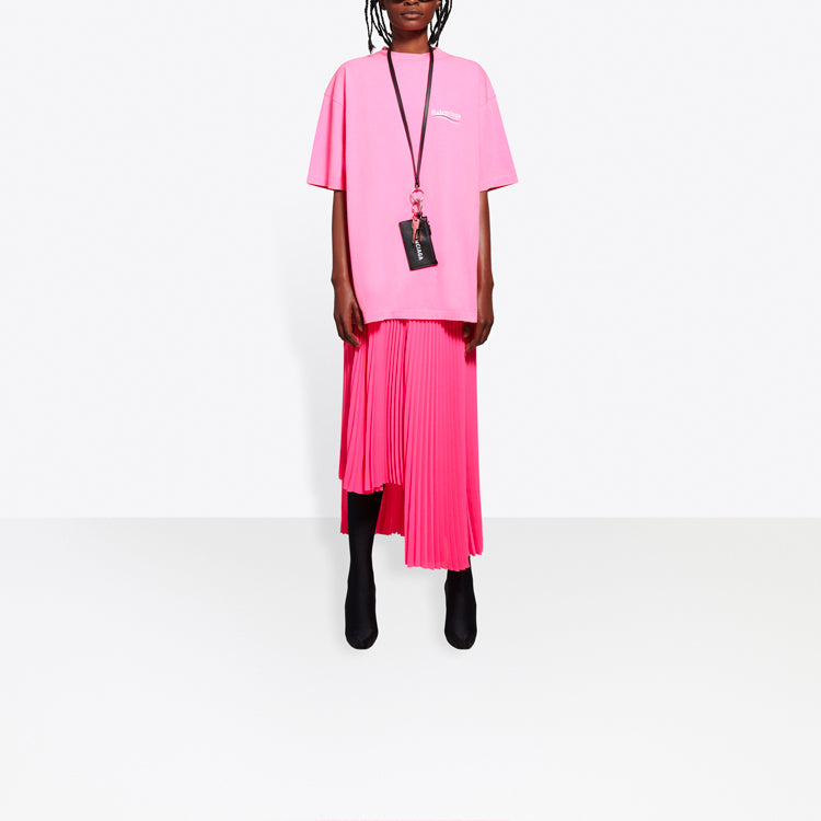 Balenciaga Political Campaign Logo Round-neck Tee Pink/Red 641655TJVF75713