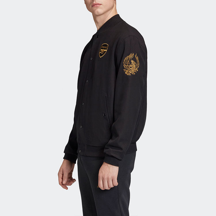 adidas Gold Stand Collar Arsenal aviator Sports Jacket Black FQ6624