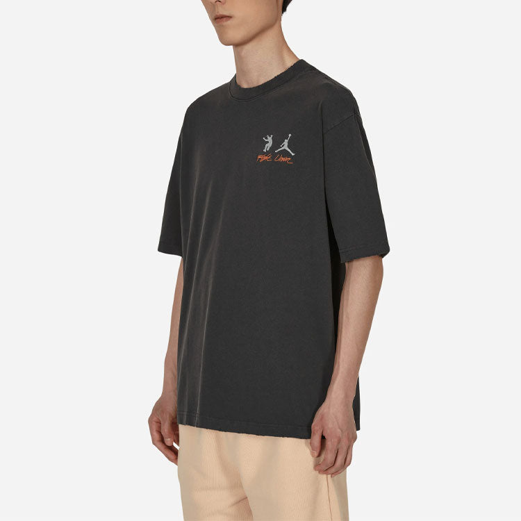 Air Jordan x union Crossover SS22 Solid Color Breathable Logo Round Neck Short Sleeve Asia Edition Black DM2844-045