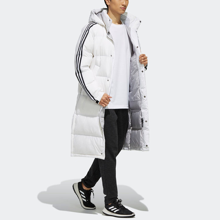 adidas 3st Long Parka Stay Warm Solid Color mid-length hooded down Jacket White EH3991