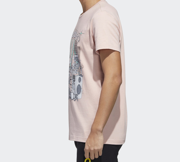 adidas neo M Faves Tee Sports Short Sleeve Pink GL1192
