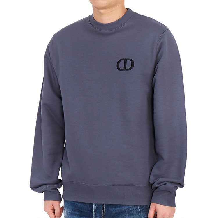 Men's DIOR FW21 Alphabet Printing Pattern Round Neck Long Sleeves Purple Blue 113J699A0531-485