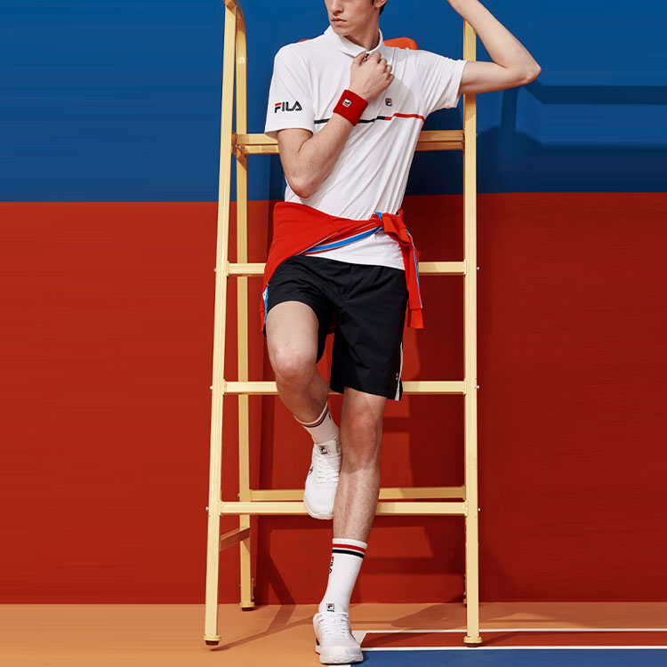FILA Athletics Embroidered Logo Knit Casual Short Sleeve Polo Shirt White A11M023152F-WT