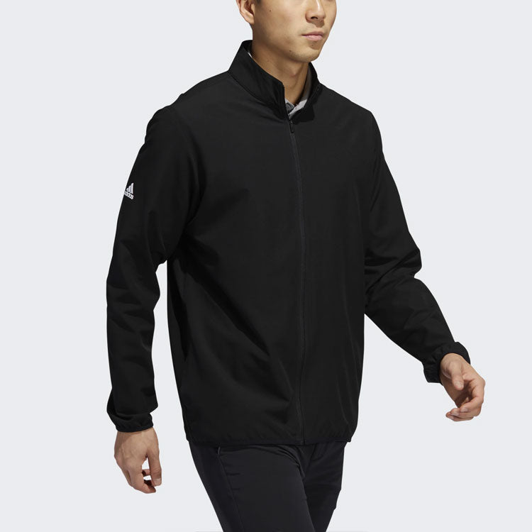 adidas Golf Sports Windproof Woven Stand Collar Jacket Black FR4245