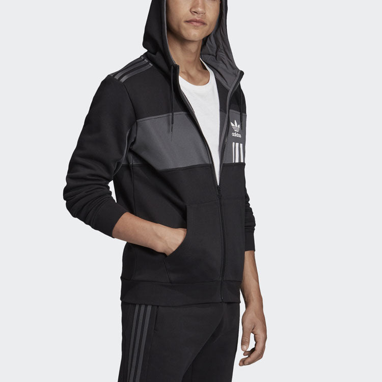 adidas originals Casual Sports hooded Zipper Jacket Black FH9364