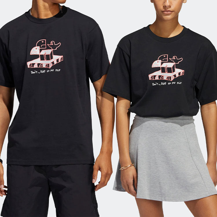 adidas originals Shmoofoil Pattern Printing Athleisure Casual Sports Short Sleeve Couple Style Black HC2193
