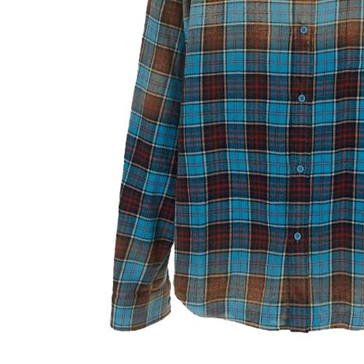 Balenciaga Check Flannel Oversized Long Sleeve Shirt 'Blue Red' 715030TMM116305