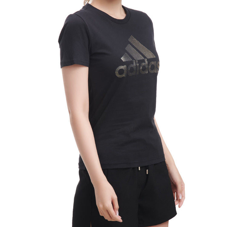 (WMNS) adidas Foil t-shirt Sports Stylish Round Neck Short Sleeve Black DW5723