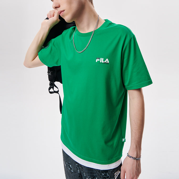 Men's FILA FUSION Baseball Sports Printing Round Neck Short Sleeve Green T-Shirt T11M132105F-GN