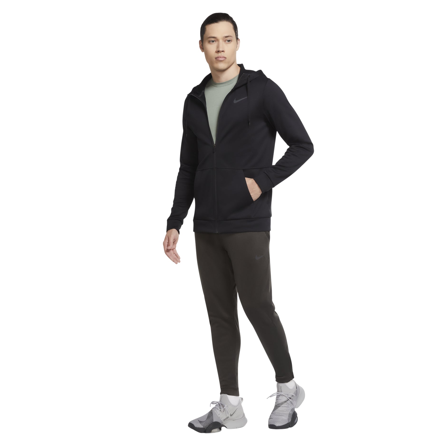 Nike Therma Full-length zipper Cardigan Training Hooded Jacket Black CU6232-010