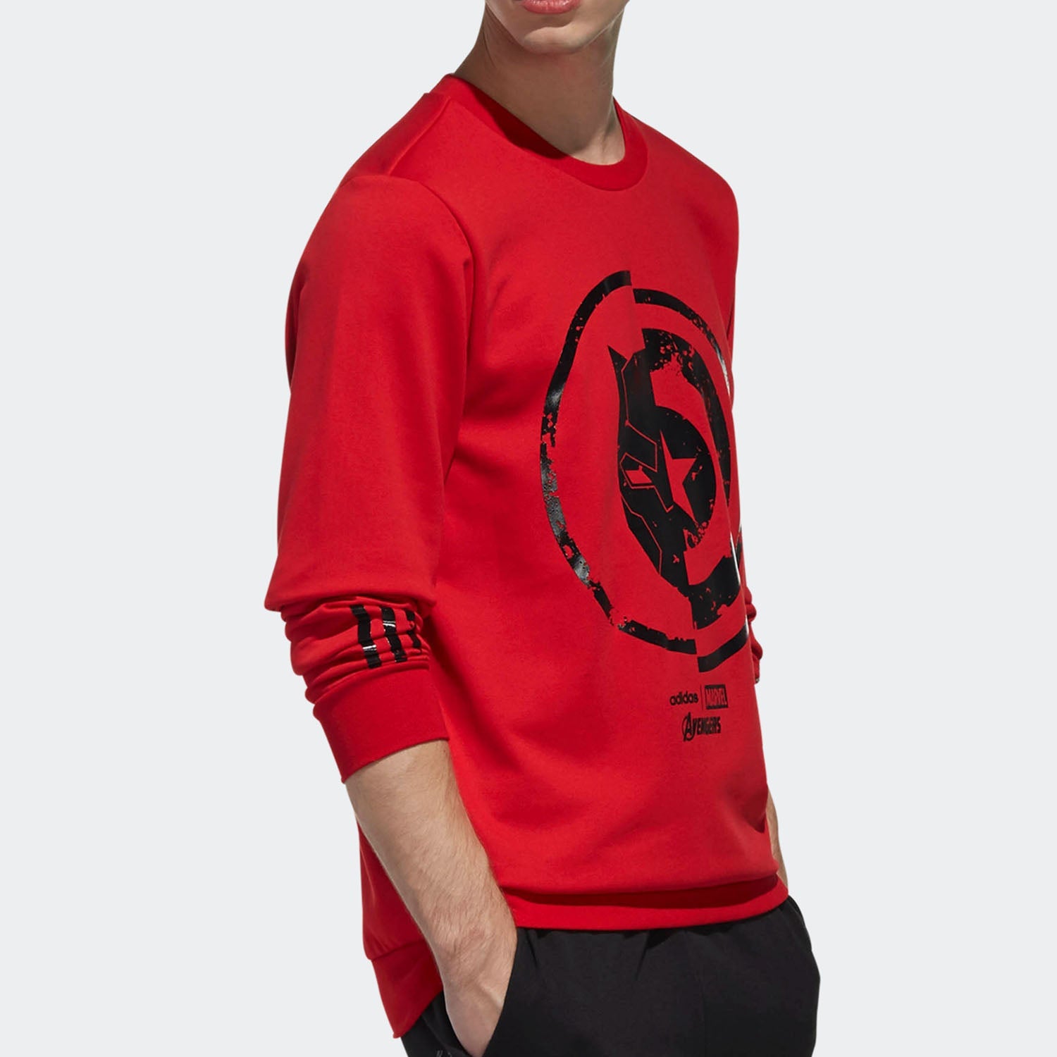 adidas neo x MARVEL Crossover logo Printing Casual Sports Pullover Round Neck Red EA0320
