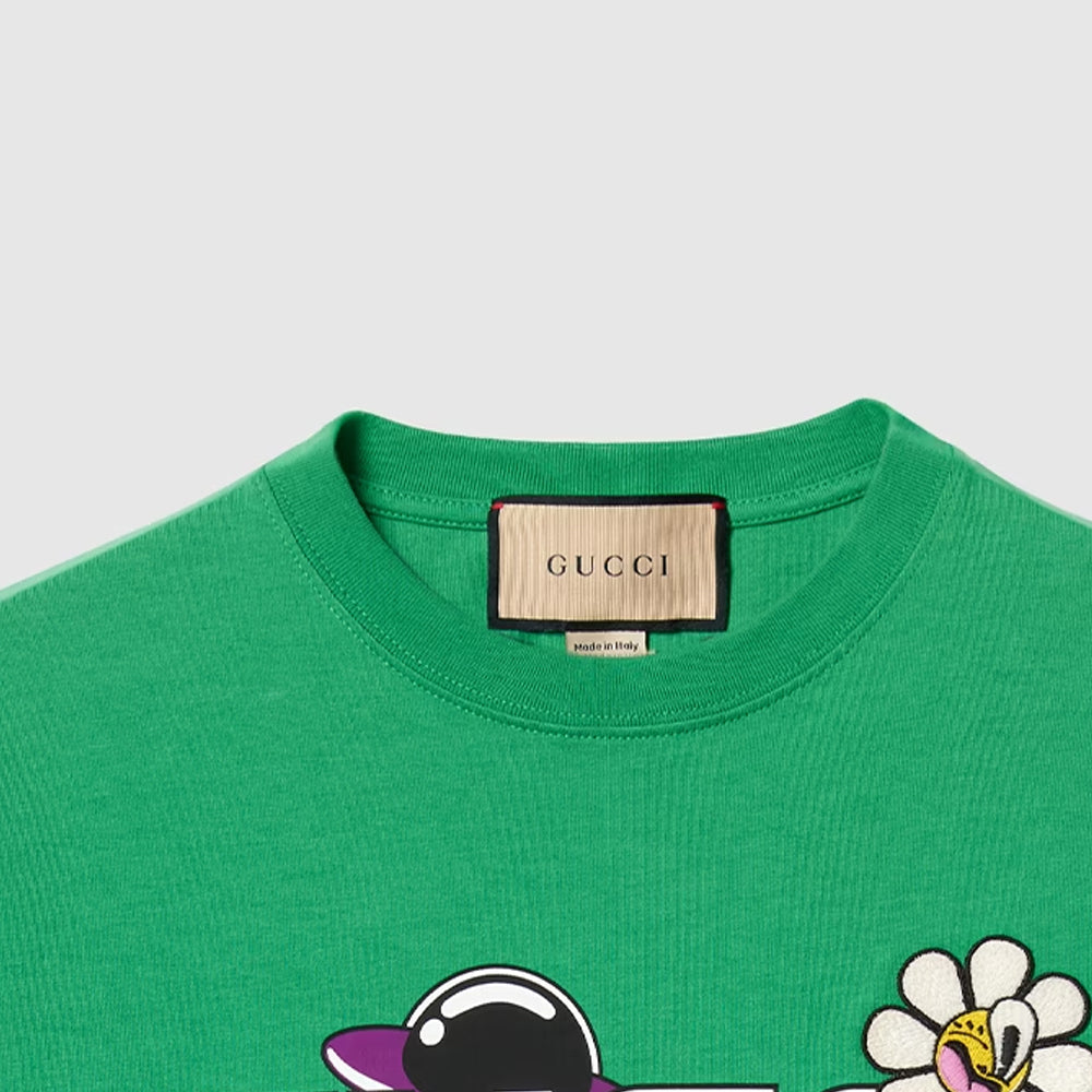 Gucci Cotton Jersey T-Shirt With Gucci Print 'Green' 785345-XJGI9-3440