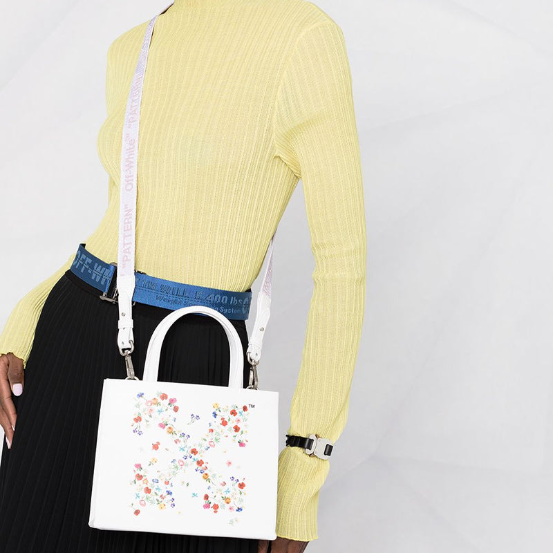 (WMNS) Off-White Arrows Flowers Pattern BoxHandholdBag OWNA059R21LEA0020184
