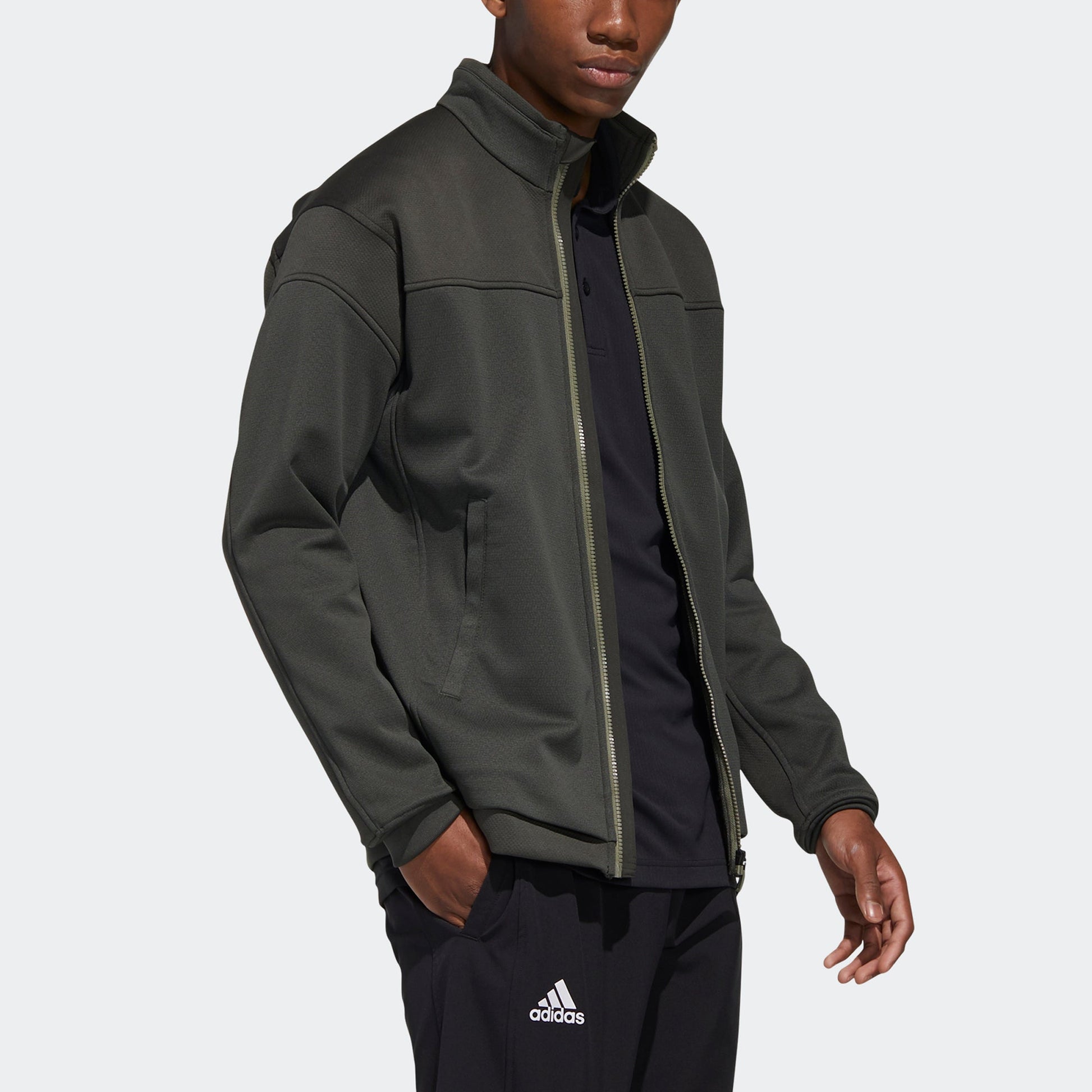 adidas M Knit Jkt Tennis Sports Stand Collar Jacket Brown FS3785