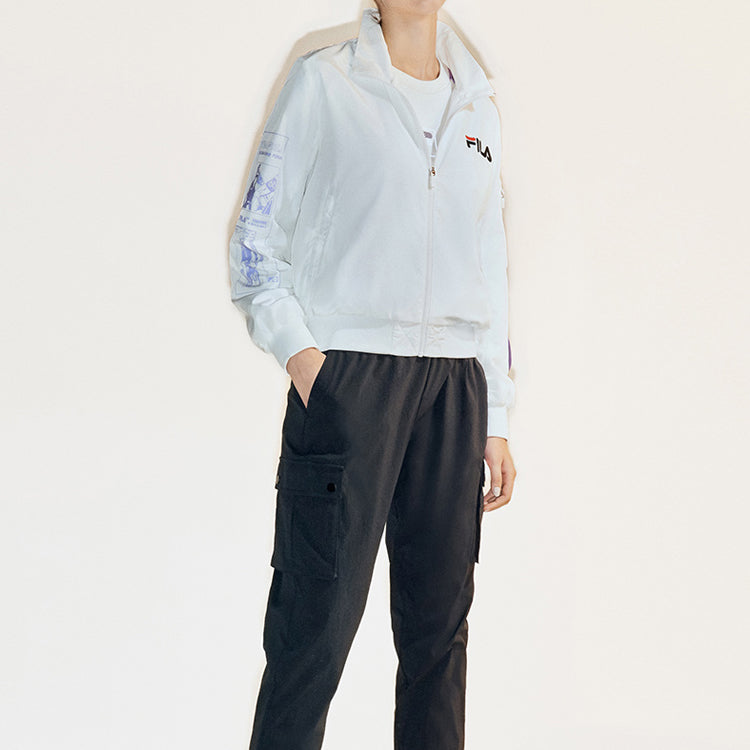 (WMNS) FILA FUSION Logo Pattern Printing Woven Jacket White T11W033703F-WT