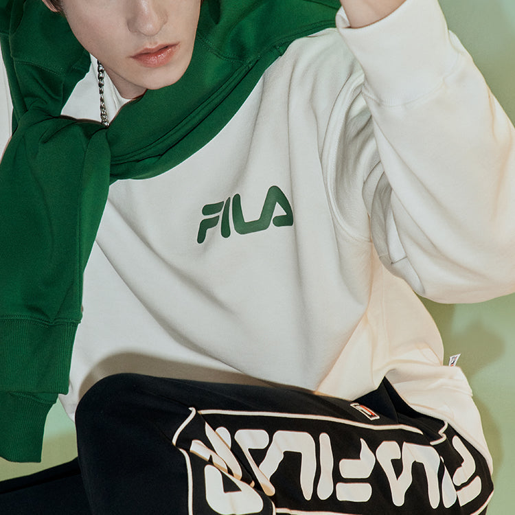 FILA FUSION Alphabet Logo Printing Sports Pullover Unisex White T11U038205A-WT