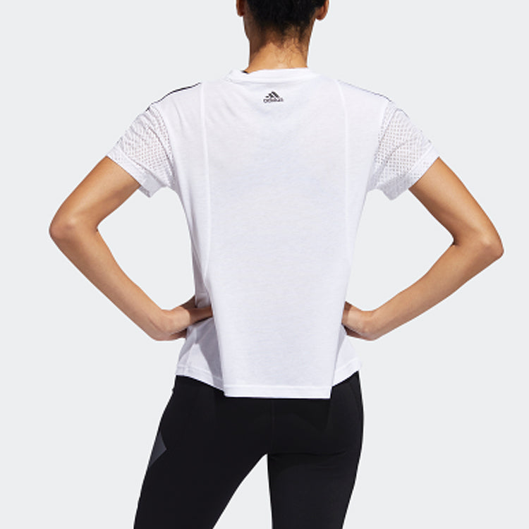 (WMNS) adidas Training Round Neck Pullover Short Sleeve 'White' EA3354