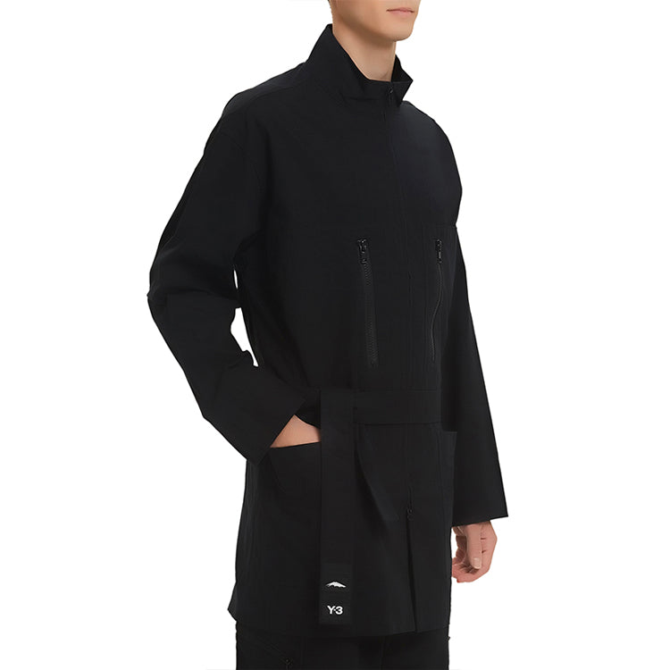Men's Y-3 mid-length Stand Collar Casual Jacket Black GK4795