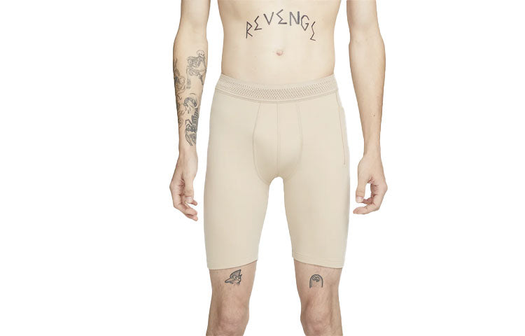 Men's Nike x MMW Crossover Solid Color Yoga 3 In 1 Sports Shorts Cream Yellow DD9440-280