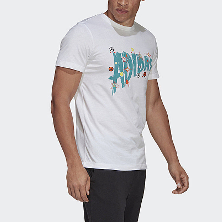 adidas 8-Bit Lineage Tee 'White Aqua'' FR5535