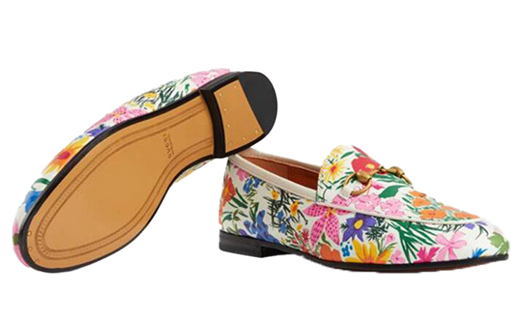 (WMNS) Gucci Leather Floral Print Loafers 'Multicolor' 647611-2L350-9270