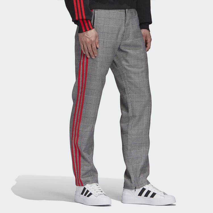 adidas originals x 424 Track Pants Crossover Retro Plaid Casual Long Pants Gray FU4177
