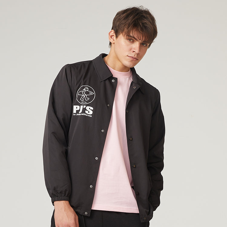 PJs Vigor Surf Alphabet Series Printing Coach Jacket Unisex Black 20SSJK1010-P