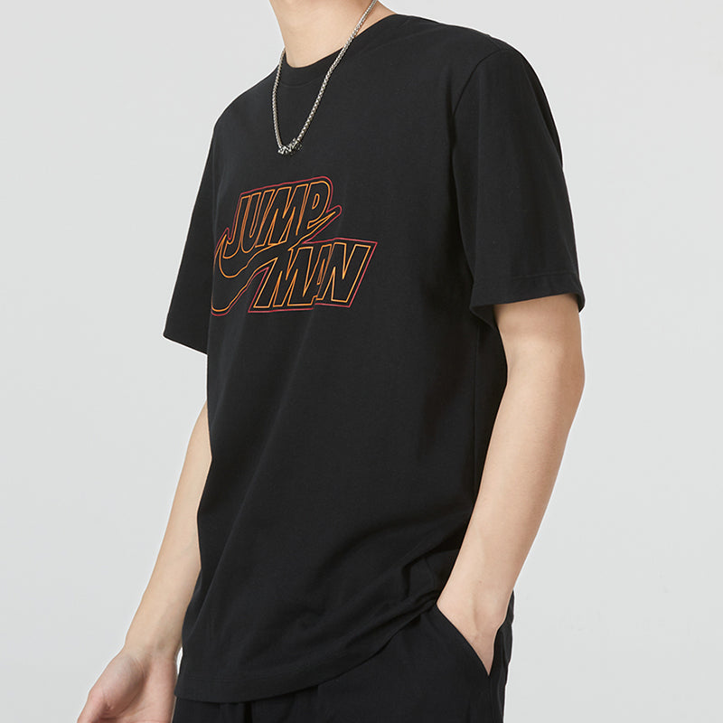 Air Jordan Large Logo Alphabet Printing Sports Training Round Neck Short Sleeve Black DN4430-010