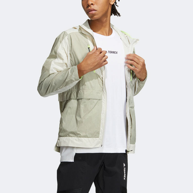 adidas TERREX U VOYG LIGHT WB Outdoor Sports Hooded Jacket Couple Style light grey HE5180