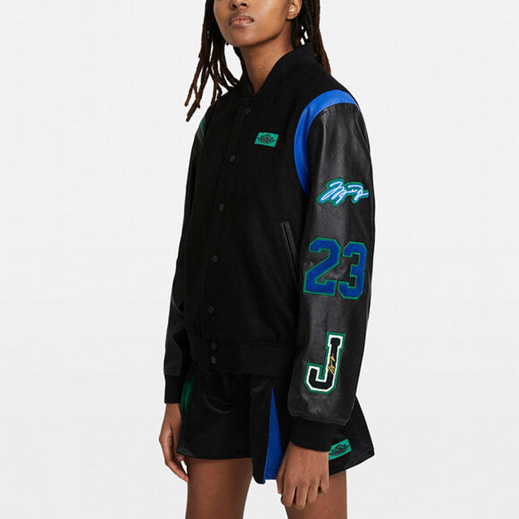 (WMNS) Air Jordan x Aleali May Stand-up Collar Baseball Jacket Black DC2435-010