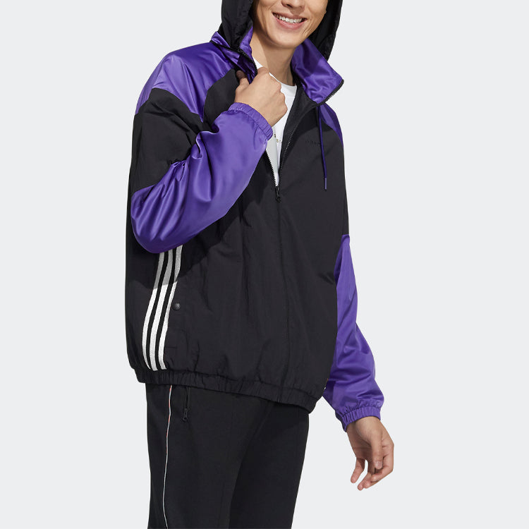 adidas neo M Ss Feb Wl Wb Contrasting Colors Sports Stand Collar Windproof Jacket Black GP4809