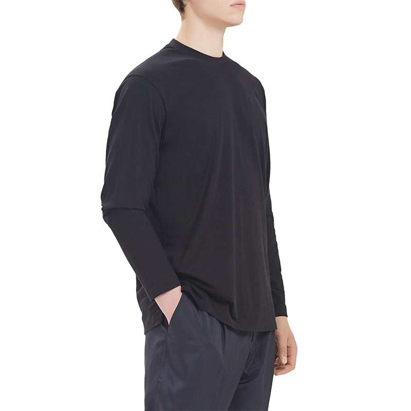 Men's Y-3 Round Neck Pullover Logo Long Sleeves Black T-Shirt FN3361-58W