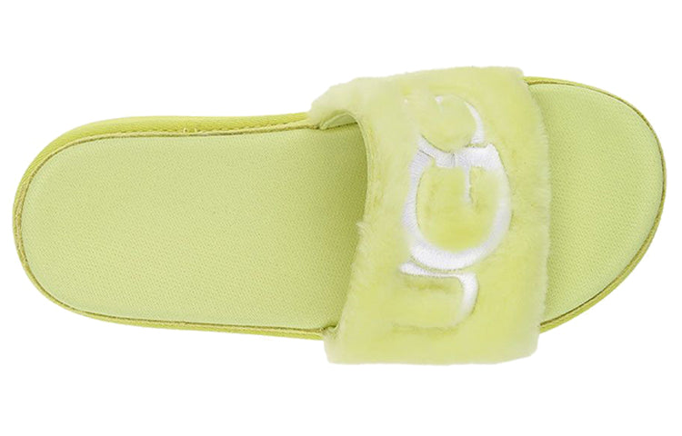 (WMNS) UGG Laton Fur Slide Yellow Slippers 1111236-MRT