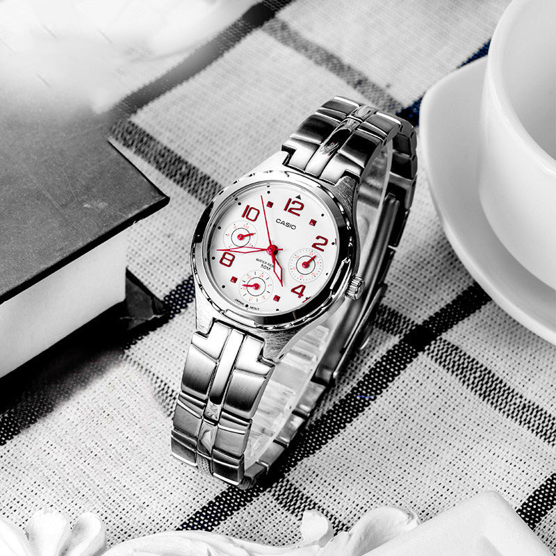 CASIO Couple Waterproof Stainless Steel Strap White Analog MTP-1374D-7A&LTP-2064A-7A2