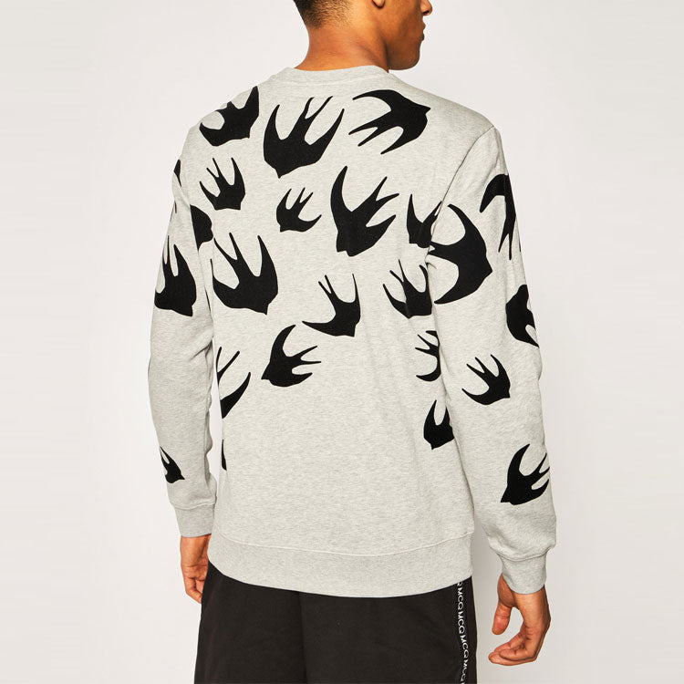 Men's McQ Alexander McQueen Printing Long Sleeves Round Neck Gray 545415-RLT87-1225