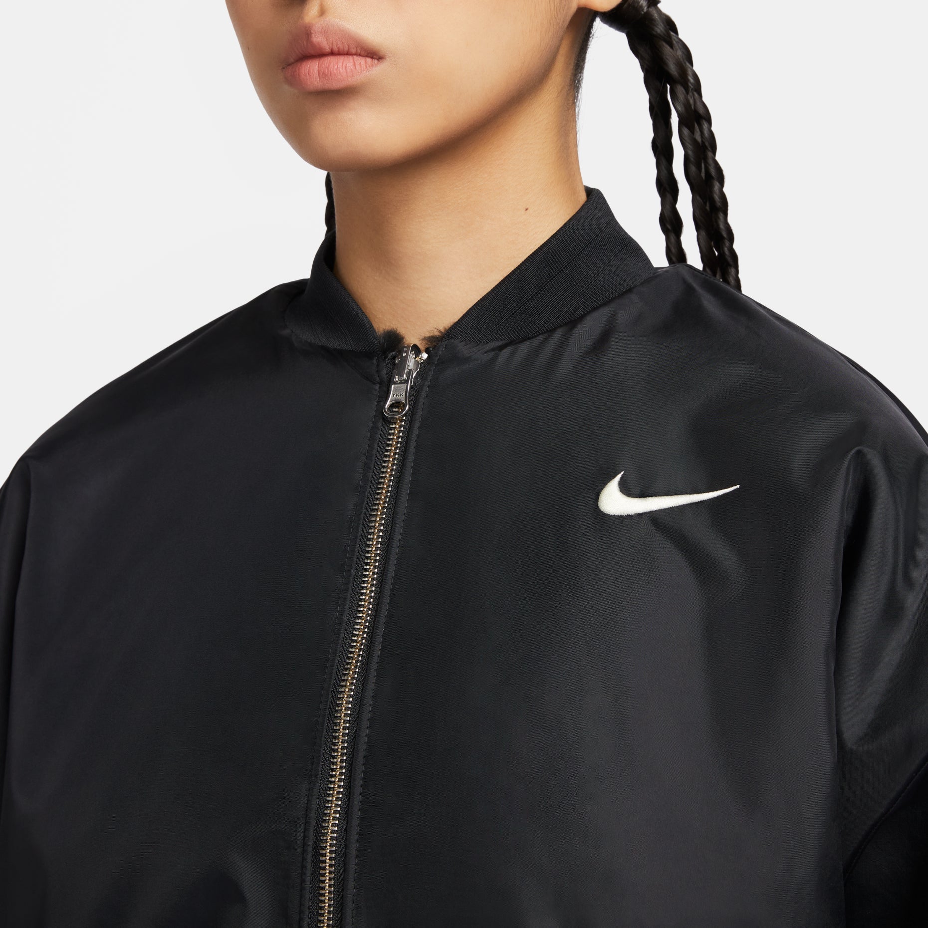 (WMNS) Nike Sportswear Reversible Faux Fur Bomber Jacket 'Black' FB8693-010