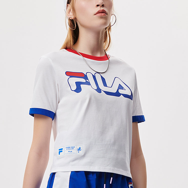 FILA FUSION 3D Contrasting Colors Logo Sports Slim Fit Short Sleeve White T11W135104F-WT