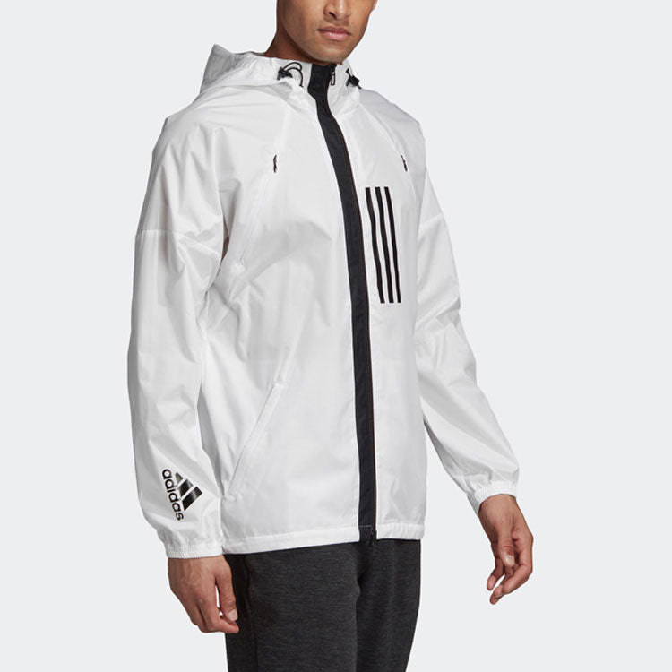 adidas W.N.D Windproof Breathable hooded track Jacket White DZ0048